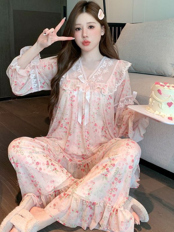 Đồ ngủ nữ mùa xuân hè mới 2026 phong cách vườn Monet dễ thương